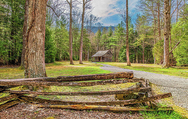Cade Cove Photograph - Carter Shields Cabin In Early Springtime by Marcy Wielfaert