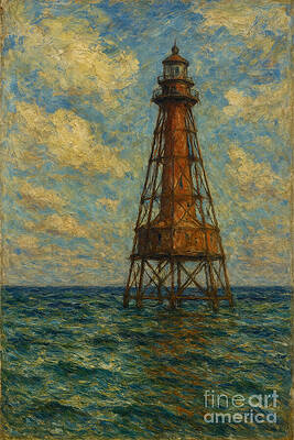 Lighthouse Amidst Churning Waves Wall Art