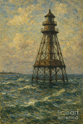 Lighthouse Amidst Turbulent Waters Wall Art