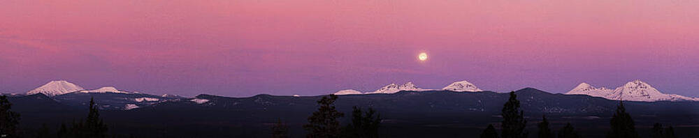 Pink Sunset Over Snowy Mountains Photograph