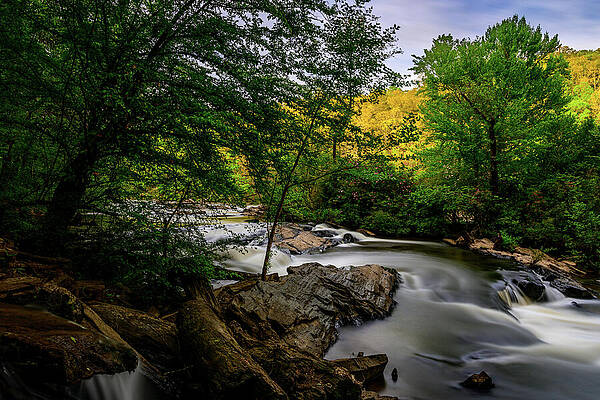 Vibrant Photograph - Cascading Water At Sweetwater Creek, Lithia Springs, GA by Anthony Hightower