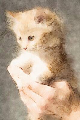 Pet Wall Art featuring the painting Cat In Hand by Gary Arnold