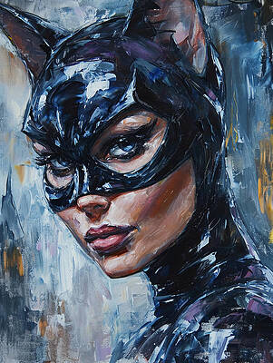 Catwoman in Gotham Painting