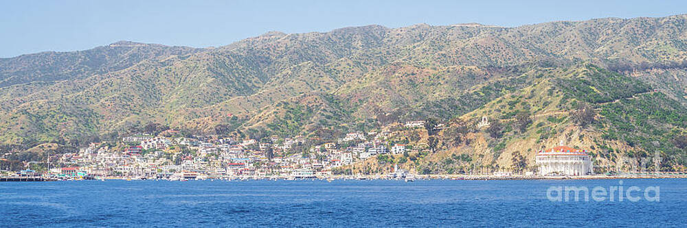 Wall Art featuring the photograph Catalina Island Avalon Harbor And Casino Panorama Photo by Paul Velgos