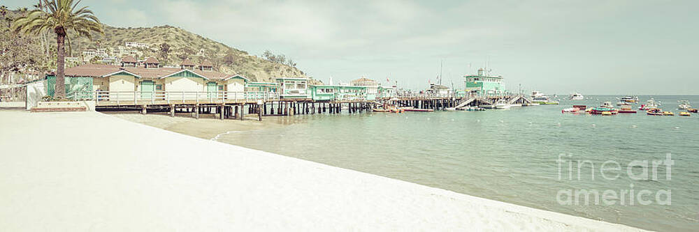 Wall Art featuring the photograph Catalina Island South Beach And Pier Panorama Photo by Paul Velgos