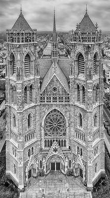 Wall Art featuring the photograph Cathedral Basilica Of Sacred Heart NJ BW by Susan Candelario