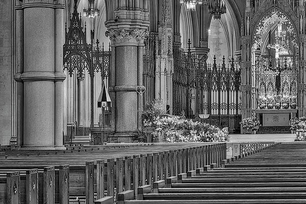 Wall Art featuring the photograph Cathedral Basilica Of The Sacred Heart Newark NJ BW by Susan Candelario