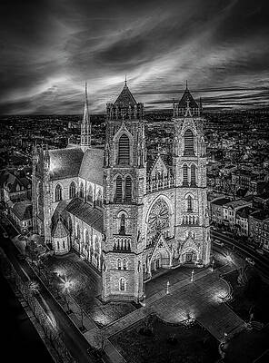 Wall Art featuring the photograph Cathedral Basilica Of The Sacred Heart NJ BW by Susan Candelario