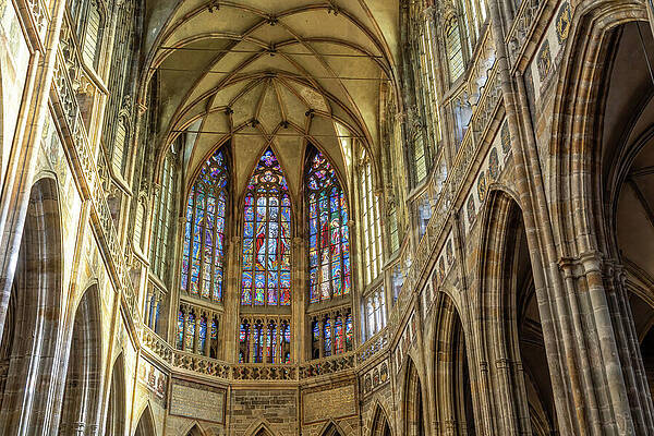 Cathedral Interior with Stained Glass Wall Art