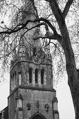 Black And White Photograph - Saint James Church Sussex Gardens In BW by Chad Thunberg