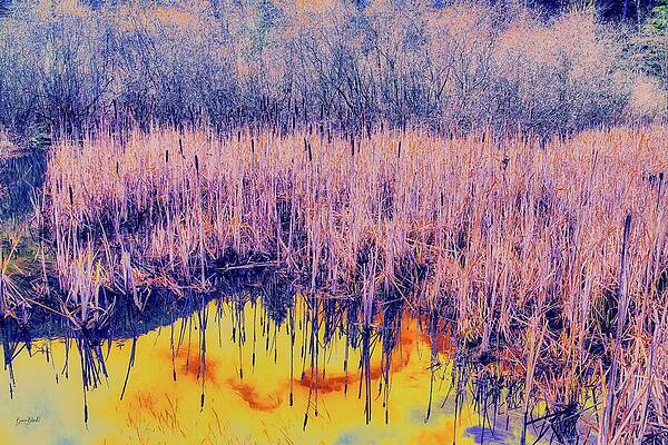 Wall Art featuring the digital art Cattails In The Wetlands by Bruce Block