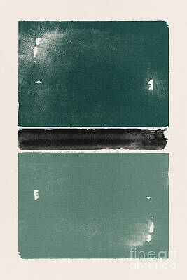 Minimalist Green Blocks Digital Art