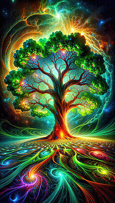 Digital Art - Celestial Roots by Bill and Linda Tiepelman