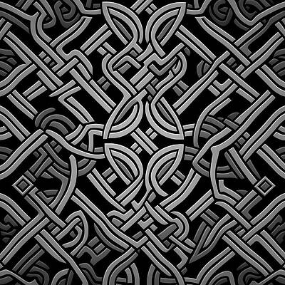 Geometric Wall Art featuring the digital art Celtic Knot Pattern In Monochrome by Andre Petrov
