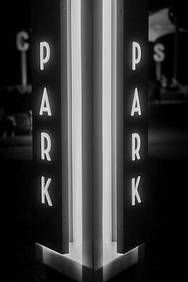 Light Wall Art featuring the photograph Centennial Park Neon Lit Sign by Jason Fink