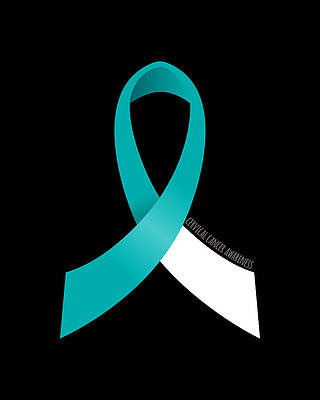 Awareness Wall Art featuring the digital art Cervical Cancer Awareness Ribbon by Flippin Sweet Gear