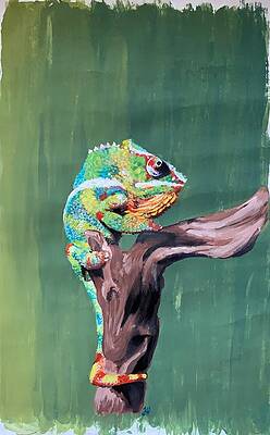 Nature Wall Art featuring the painting Chameleon Branch by Jenna Blank Page