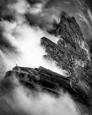 Misty Mountain Landscape with Clouds Photograph