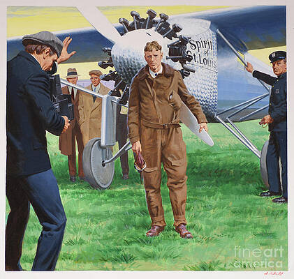 Charles Lindbergh Flies Across The Atlantic Print
