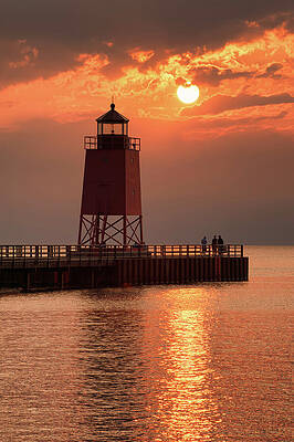 Photograph - Charlevoix South Pier Light by Michael Collins