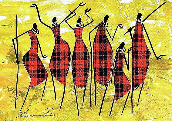 Vibrant Wall Art featuring the painting Cheerful Momement by Sarah Shiundu