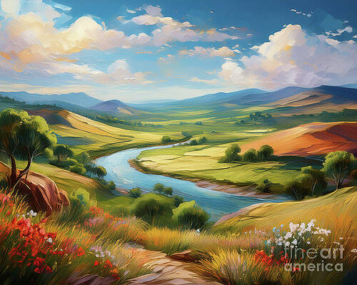 Nature Wall Art featuring the ai art Chelan River Gorge by Macro Abundance