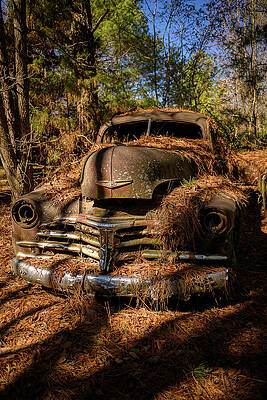 Abandoned Vintage Car in Forest Wall Art