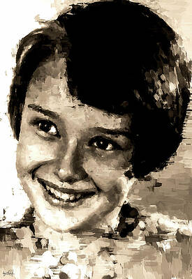 Expression Wall Art featuring the digital art Child Audrey Hepburn by Gradify Creations