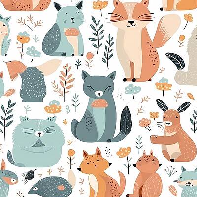 Wildlife Digital Art - Childish Pattern With Cute Animals No 2 by Andre Petrov