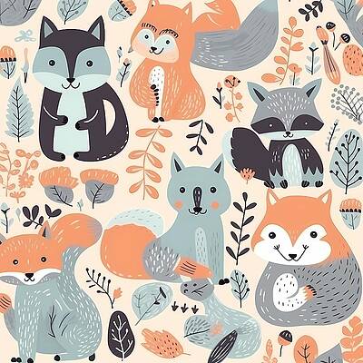 Wildlife Digital Art - Childish Pattern With Cute Animals No 3 by Andre Petrov