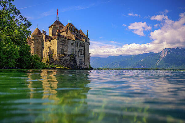 Wall Art featuring the photograph Chillon Castle On Lake Geneva Near Montreux, Switzerland by Miroslav Liska