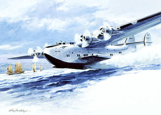 China Painting - China Clipper Seaplane I by John Swatsley