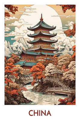 Wall Art featuring the painting China Serene Majesty by Land of Dreams