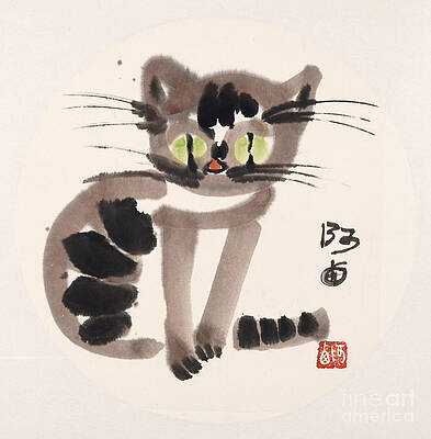 Chinese Cats - Brown Print