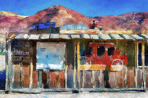Arizona Wall Art featuring the mixed media Chloride Ghost Town Entrance by Tatiana Travelways