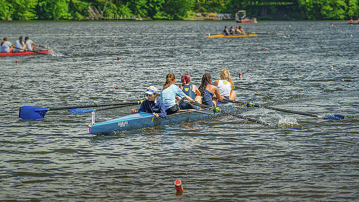 Athlete Wall Art featuring the photograph Choate Rowing At 2025 Lake Waramaug Regatta 01 by Dave King