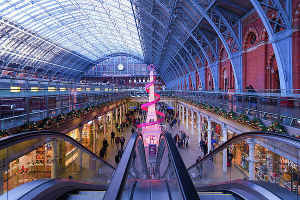 Wall Art featuring the photograph Christmas At Kings Cross St Pancras Station by Andrew Lalchan