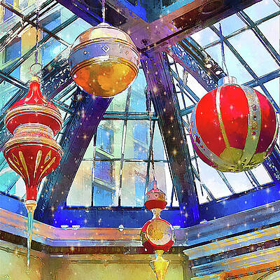 Vibrant Hanging Ornaments in Atrium Wall Art