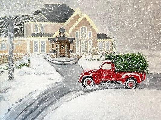 Red Painting - Christmas In Montana by Juliette Becker