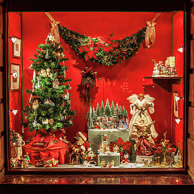 Wall Art featuring the photograph Christmas Ornaments Window Display - Germany by Tatiana Travelways