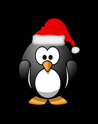 Xmas Wall Art featuring the digital art Christmas Santa Penguin by Flippin Sweet Gear