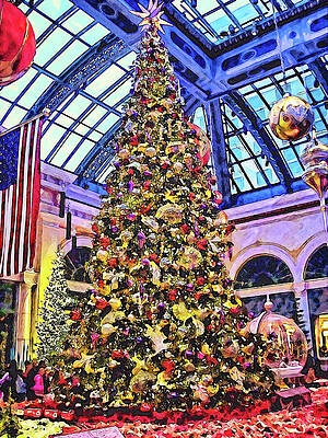 Vibrant Wall Art featuring the photograph Christmas Tree, Bellagio, Las Vegas by Tatiana Travelways