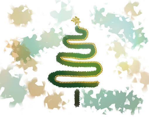 Wall Art featuring the digital art Christmas Tree With Gold Beads 2 by Alison Frank