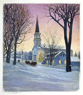 Christmas - Winter View Of Church Print