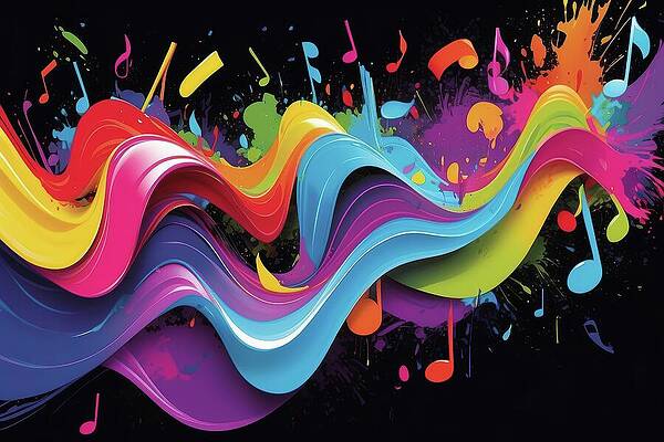 Wall Art featuring the digital art Chromatic Crescendo Soundscape In Vibrant Waves - AM1205 by Don Northup