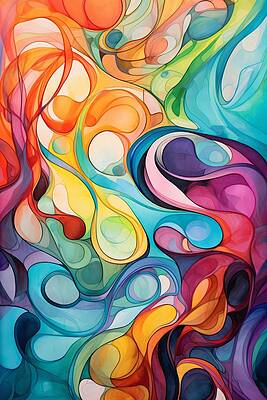 Vibrant Wall Art featuring the painting Chromatic Whirlwind by Land of Dreams
