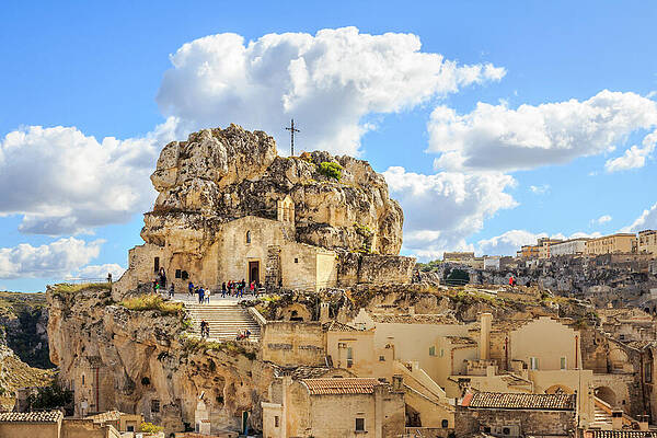 Dramatic Wall Art featuring the photograph Church Carved Into The Rock - Matera, Italy by Elvira Peretsman