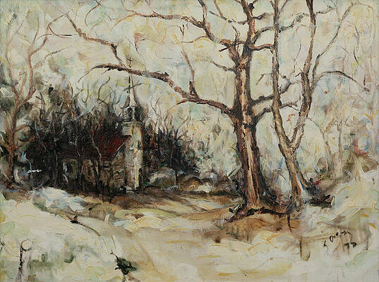 Wall Art featuring the painting Church In The Snow by Susan Orosz