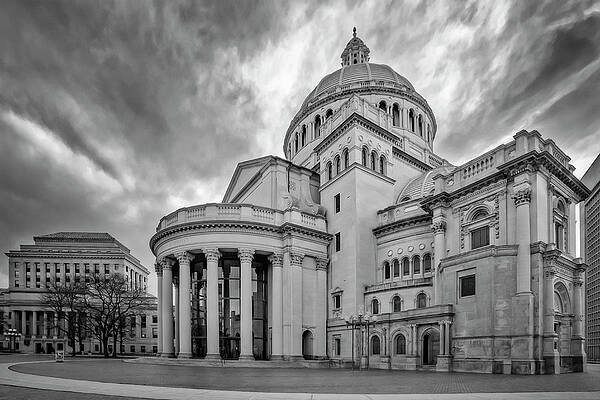Wall Art featuring the photograph Church Of Christ Scientist BW by Susan Candelario