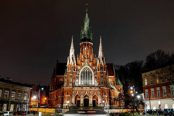 Majestic Gothic Cathedral at Night Wall Art